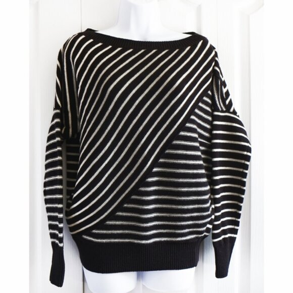 All Saints B&W striped "Vani Jumper" oversized sweater - Picture 1 of 6